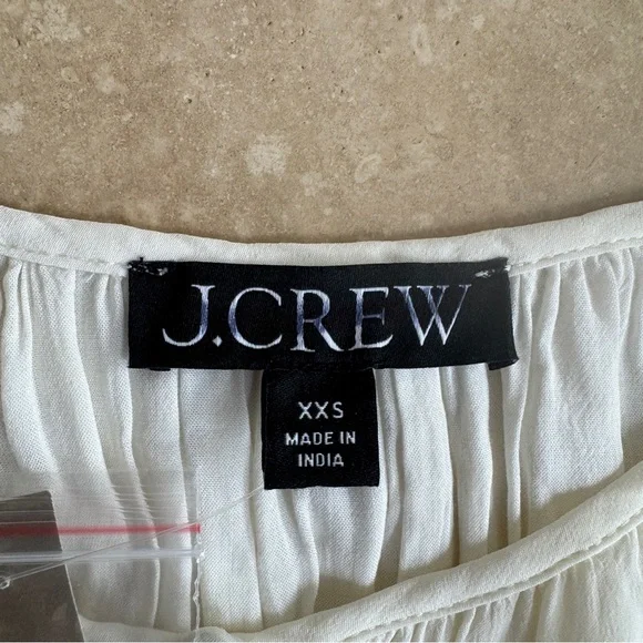 J Crew Ivory Elena Puff Sleeve Dress in Crepe de Chine Womens Size XXS Midi - Picture 9 of 12